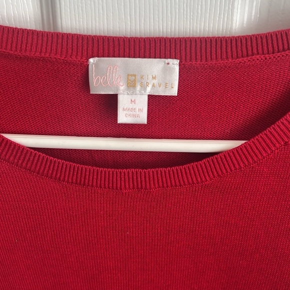 Belle Kim Gravel Red Knit Sweater Womens Medium Long Sleeve Casual - Picture 2 of 11